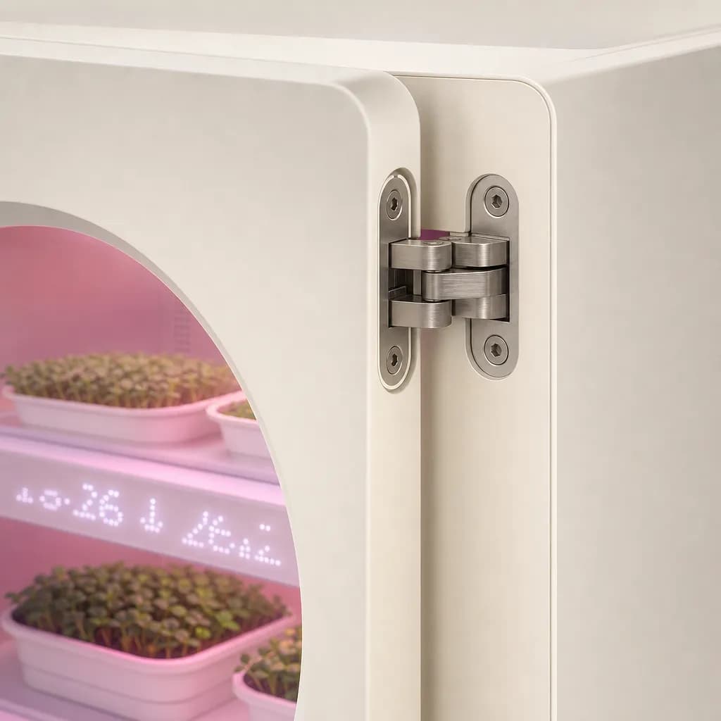 Detail: touch display + door hinge