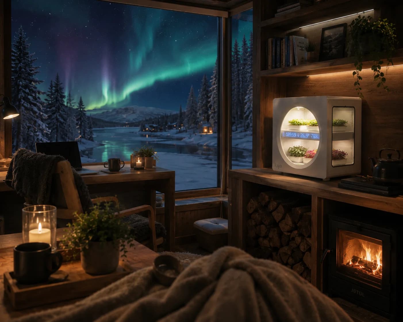 A cabin under the aurora, concept scene