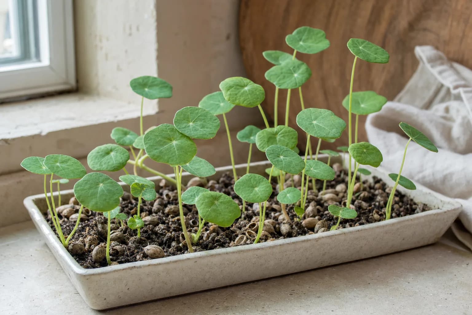 Nasturtium Microgreens: Big Seed, Brisk Afterbite