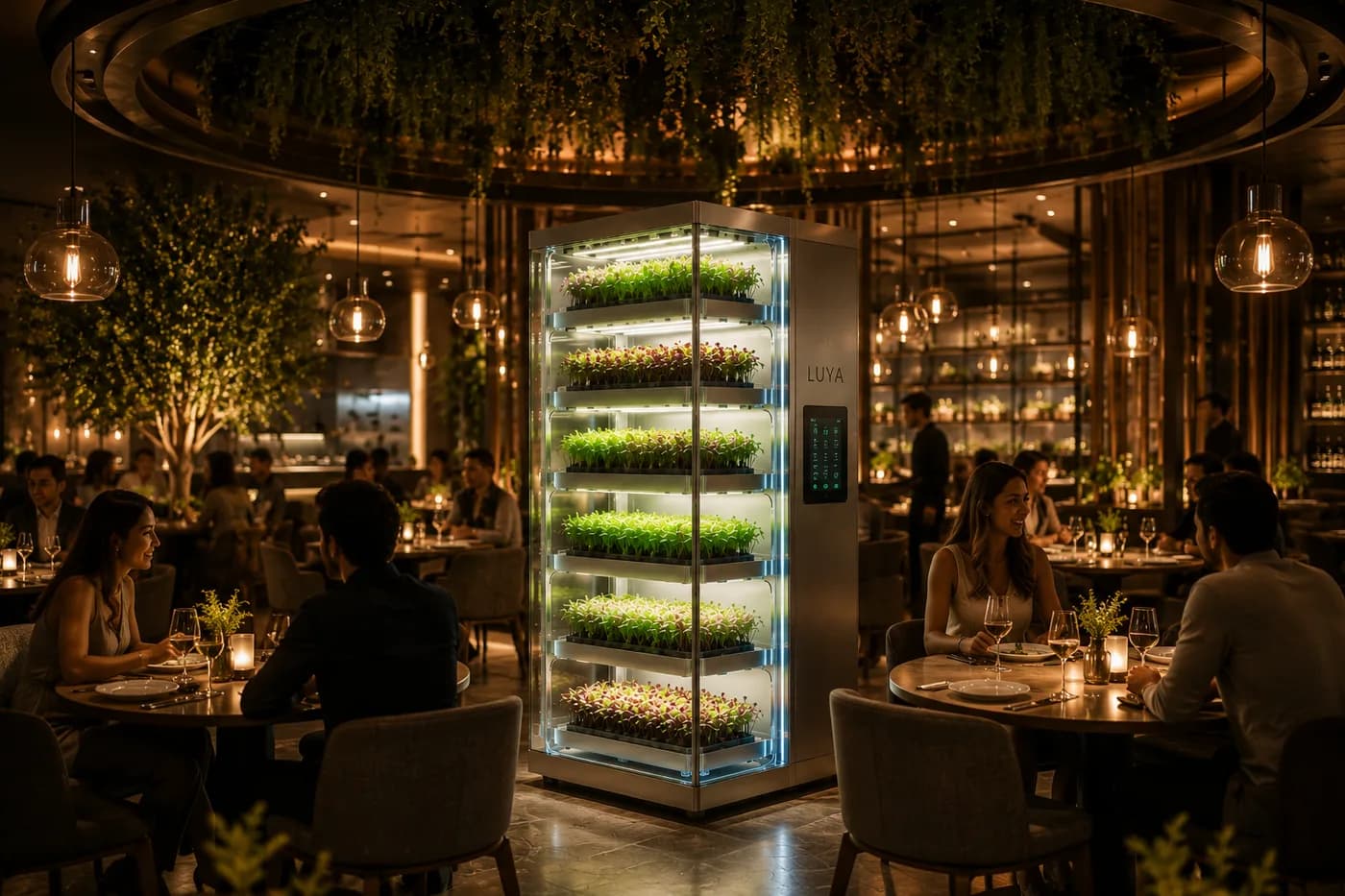 Visualisation of a Luya Y cabinet as the centrepiece of a dining room